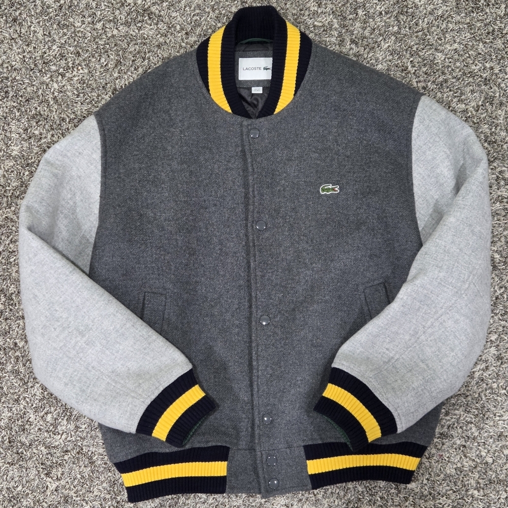 Lacoste Men's Colorblocked Striped-Trim Varsity Jacket